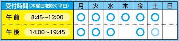 午前8時45分から12時まで、午後14時から19時45分まで受付