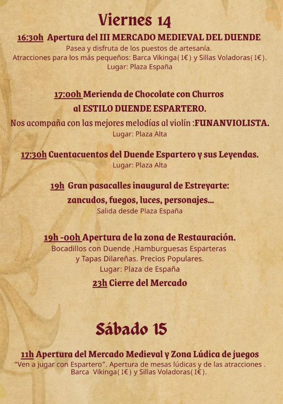 Programacion del Mercado Medieval de Dilar