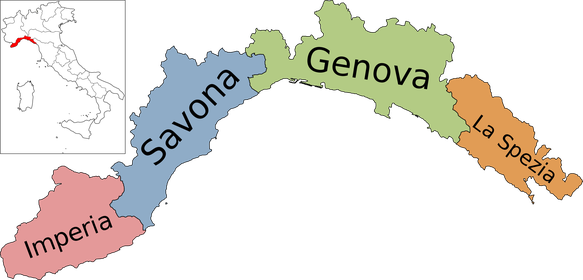 Liguria 州の地図