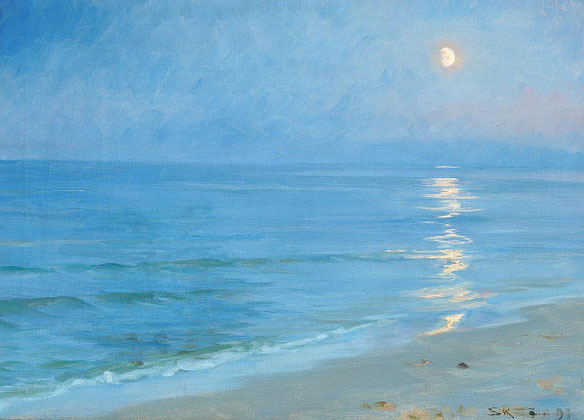 Peder Severin KRØYER (1851-1909) Une plage de Skagen éclairée par la lune, 1899