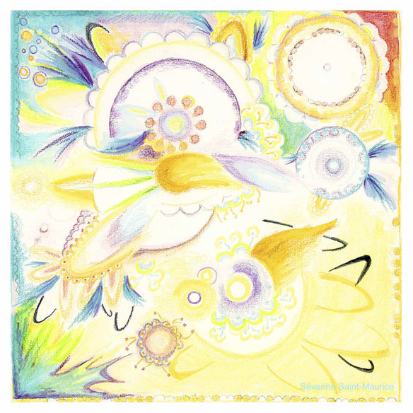 soleil, dessin, dessin crayons de couleur, illustration bien-être, severine saint-maurice, lescerclesdelumiere.com, les cercles de lumiere, lescerclesdelumiere