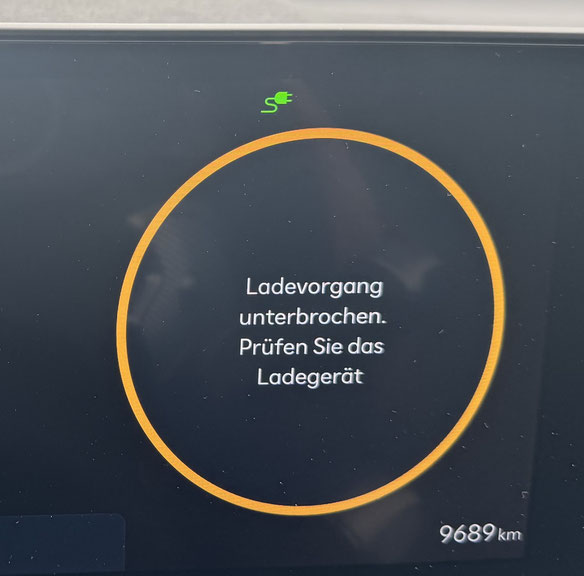 Ladevorgang unterbrochen. Prüfen Sie das Ladegerät. Fehlermeldung Ioniq5 HPC.