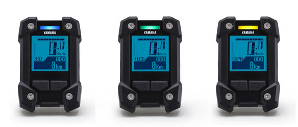 Das Yamaha PW-X LCD Display zeigt Ihnen per Farbwahl die verschiedenen Unterstützungsmodi an