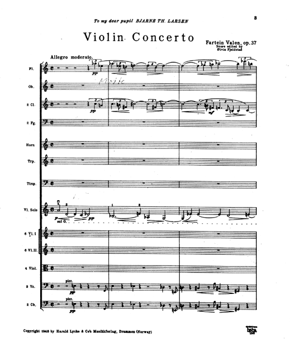 Beginning of the Violin Concerto by Fartein Valen