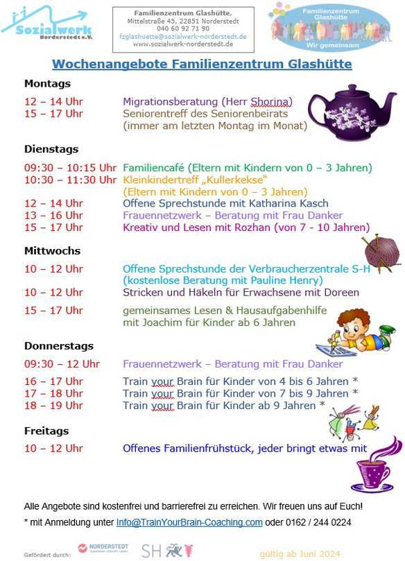Familienzentrum Glashütte Wochenplan ab 01.05.2024