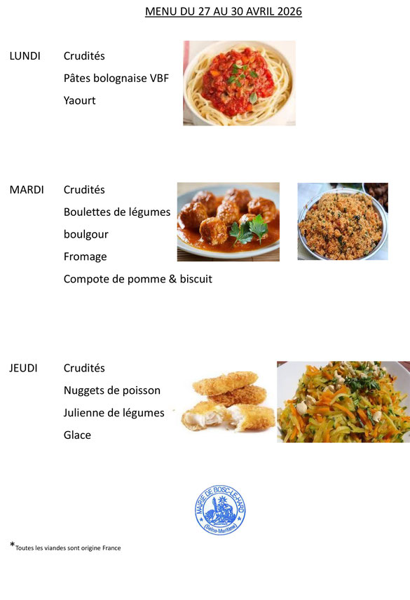 menu cantine