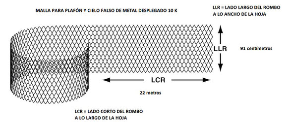 Malla para Plafón y Cielo Falso de Metal Desplegado 10 K medida del rollo