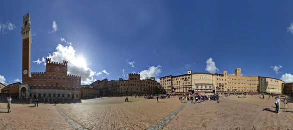 360° Panorama Freihand, Marktplatz Sienna, Toskana