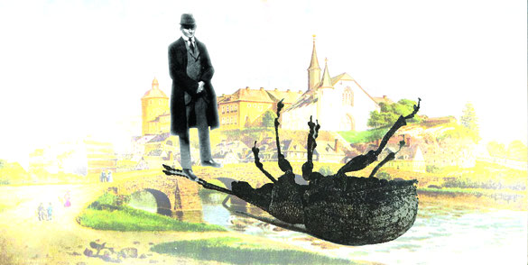 Kafka in Siegen mit Neymar-Käfer, 350x162 cm, 300 g Meshgewebe UV-beständig und wetterfest