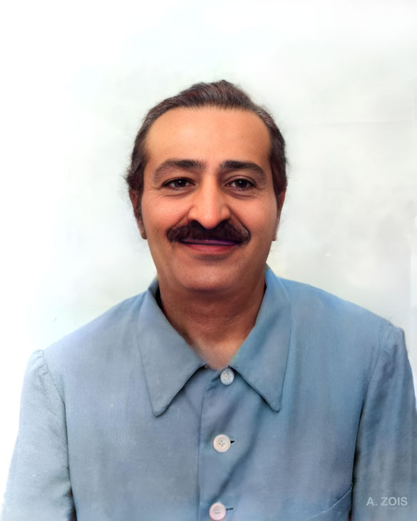 Meher Baba in the early 1950s. Image rendition by Anthony Zois.