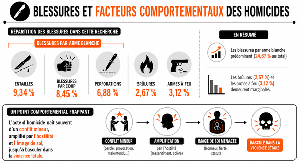 Facteurs comportementaux des homicides détaillés