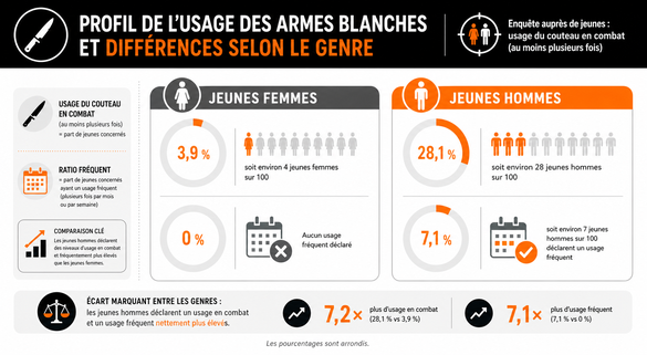 Profil de l'usage des couteaux par genre