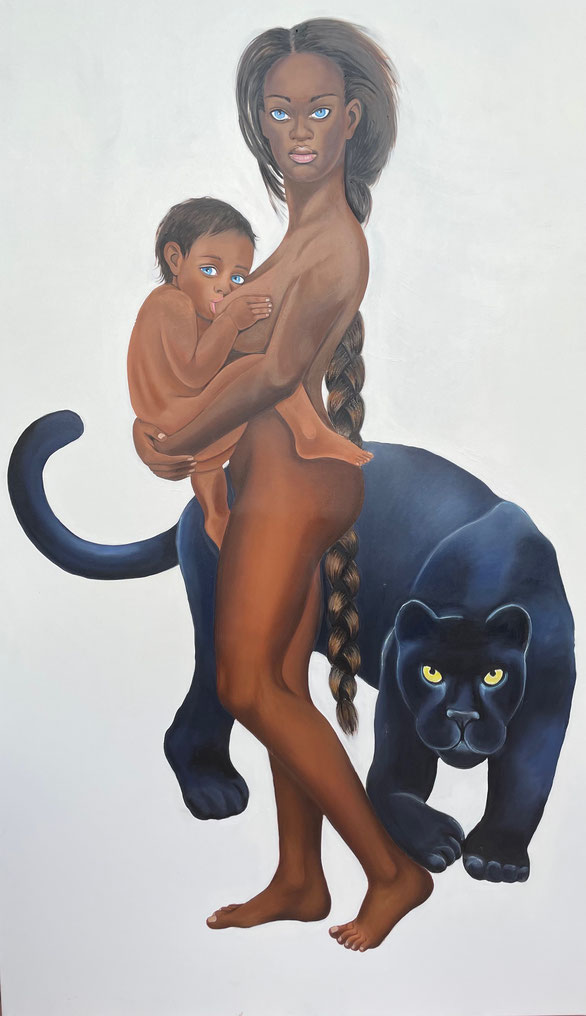 Venus with Amor/One, Oil on Canvas, 120 x 190 cm, 2020.