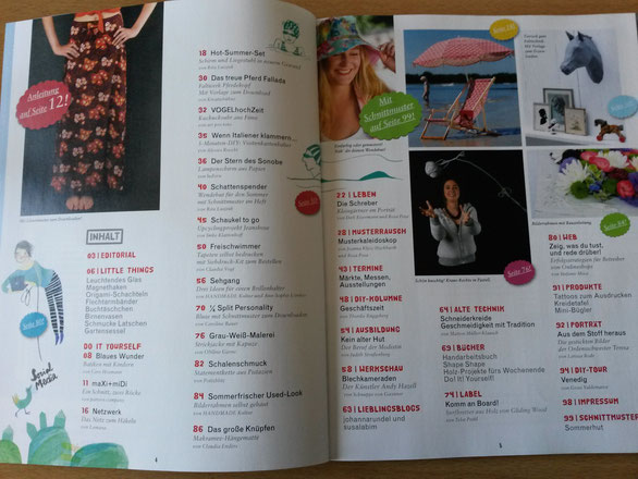 Rezension Handmade Kultur Magazin INhaltsverzeichnis