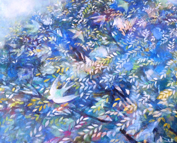 『そよ風の音』  設樂雅美   F15号　530mm×652mm  日本画　495,000