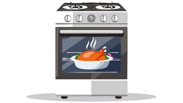 Dessin d'un poulet rôti en train de cuire au four avec du Miel dessus 