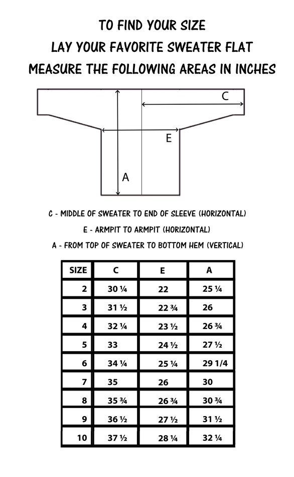 Sweater Chalet Size Chart - Sweater Chalet