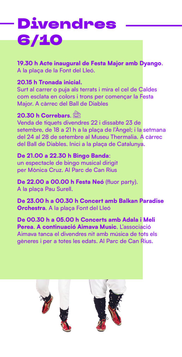 Programa de la Festa Major i Capvuitada a Caldes de Montbui