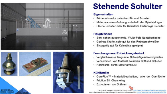 SS-FSW - Rührreibschweißen mit stehender Schulter: Eigenschaften des  Rührreibschweißens mit  stehender Schlter (SS-FSW). Hauptvorteile. Forschungs- und Entwicklungsbedarf. Kühlkanäle 