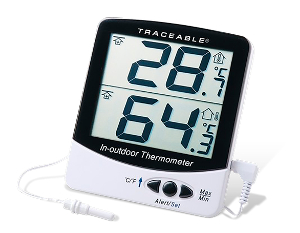 Termómetro digital con sonda plástica para interior / exterior con certificado trazable a NIST 4126