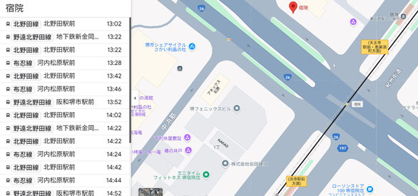 Googleで宿院のバス停の情報