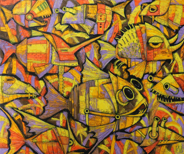 Die Kampffische, 120 x 100 cm