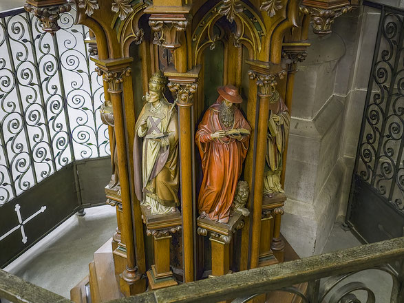 Bild: Details der Kanzel in der Église Saints-Pierre et Paul in Obernai