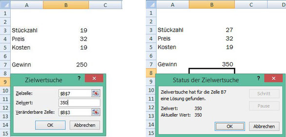 Zielwertsuche in Excel