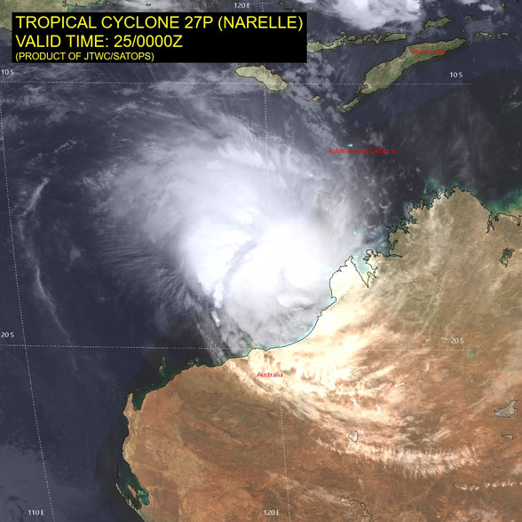 Satellite image of tropical cyclone Narelle, 25/03/2026, from JTWC.