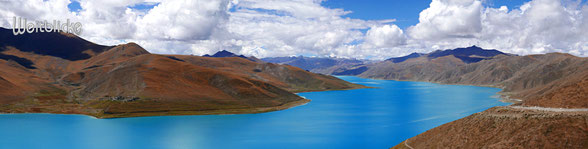 TIB05 - Tibet, Yamdrok See (gehört zu den 3 heiligen Seen Tibets), vom Kambala-Pass aus gesehen