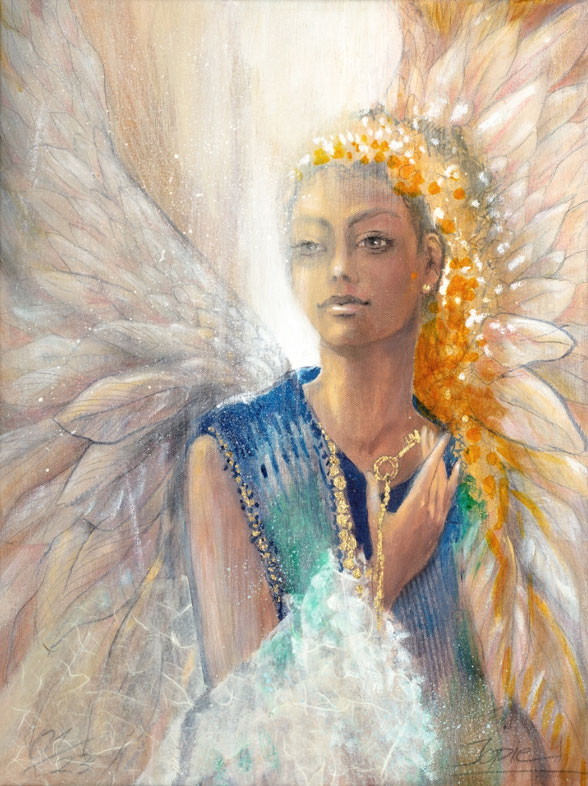 Wandbild, Engel gemalt,  Engel der Magie, Engelbild Engelgemälde gemalt von Jopie