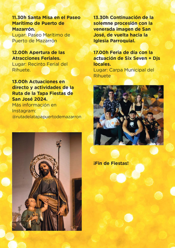 Programa de las Fiestas de San Jose en Puerto de Mazarron