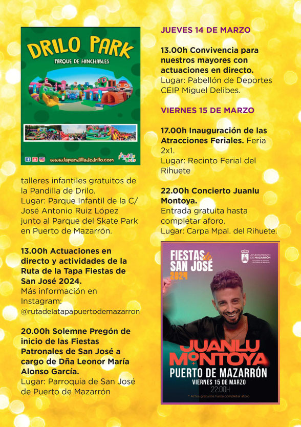 Programa de las Fiestas de San Jose en Puerto de Mazarron
