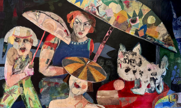 o.T. 2025.  80x60  Collage - Öl und Kaltwachs