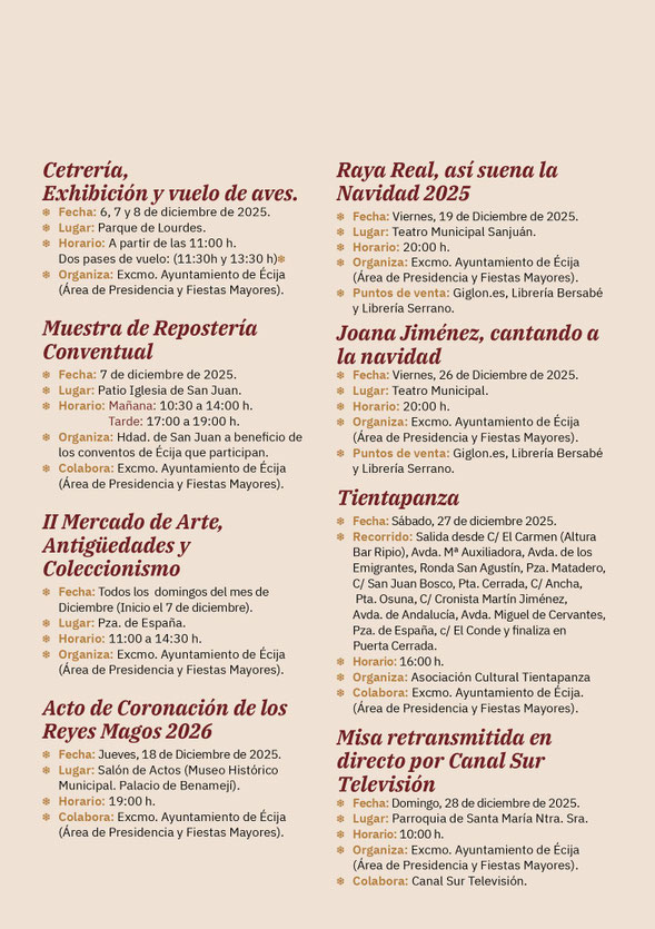 Programacion de la Navidad en Ecija