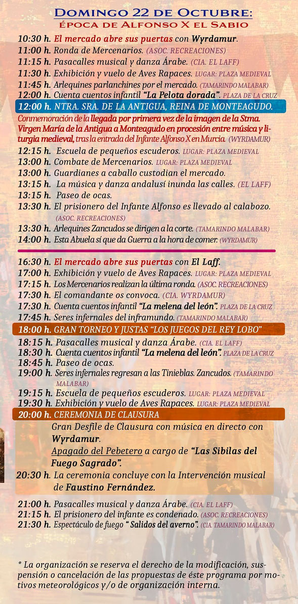 Programa Monteagudo, frontera de reinos Mercado Medieval en Murcia