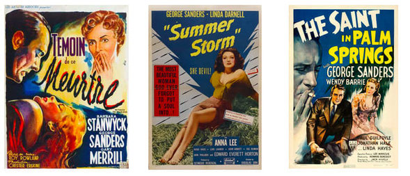 Affiches films George Sanders L'Aveu, Témoin de ce meurtre, The Saint in Palm Springs