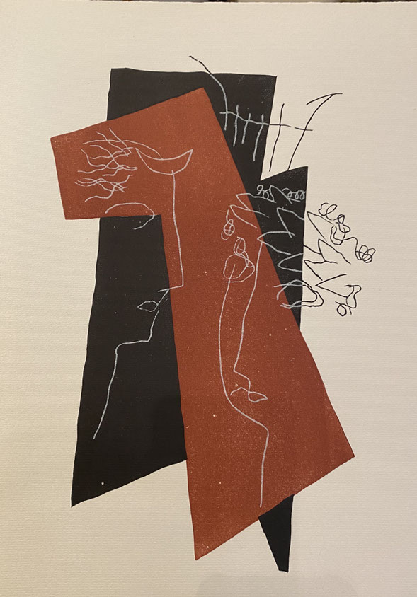 Henri LAURENS (1885-1954) (d'après) Couple, 1951 Bois gravée en couleurs, tirage à 250 exemplaires, Editeur Teriade 36,7 x 26,7 cm ( à vue ) à la galerie agnes thiebault 