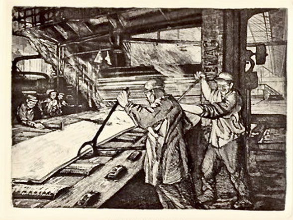 1913 Blechwalzwerk Radierung, Hans Otto Poppenreuter