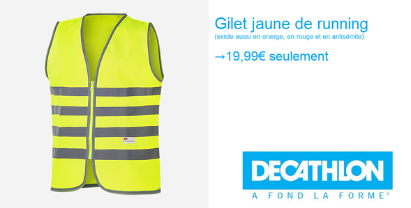 gilet jaune running decathlon