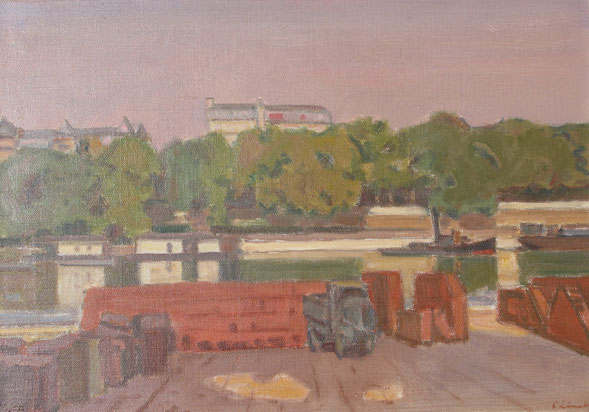 tableaux vaudois, huile sur toile, paysage vaudois, peintre vaudois, peintre, nu, lac Léman, barque, Charles Chinet, peintre de Rolle, Rolle, Paris, galerie tableaux Lausanne