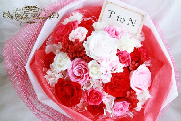 プロポーズの花束（プリザーブドフラワー）ディズニーランドホテル配達
