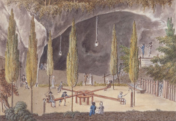 Die einzige Darstellung des Karussellplatzes vor der Zerstörung durch die französischen Truppen. Aquarell Francesco Bandinelli (c) Martin Friedli Basel