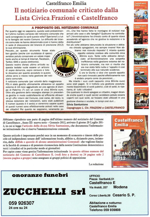 NOTIZIARIO DI AGOSTO