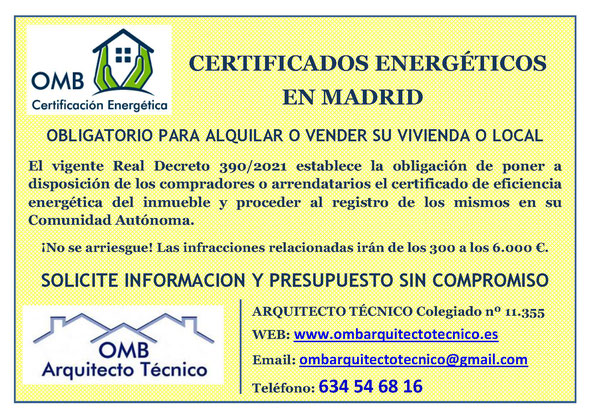 Certificado Energético Madrid - Certificado de Eficiencia Energética Madrid - OMB Certificación Energética Madrid