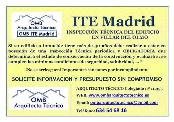 Inspección técnica de Edificos Villar del Olmo - ITE Villar del Olmo - OMB ITE Madrid - OMB Arquitecto Técnico
