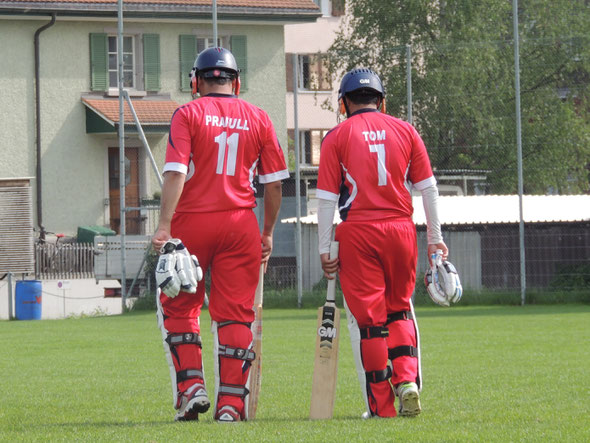 Prafull & Tom going out to bat for Winterthur against St Gallen (2016)