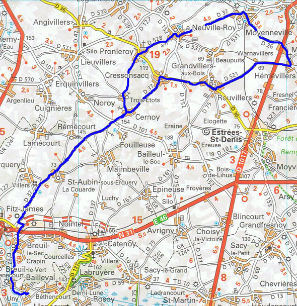 Cyclo de Bailleval - Parcours de 55 km du 12 juillet 2026