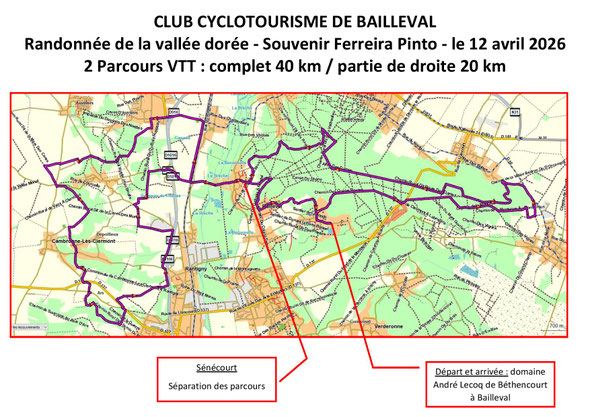 Le 12 avril - Randonnée de la Vallée Dorée - VTT 20 km et 40 km