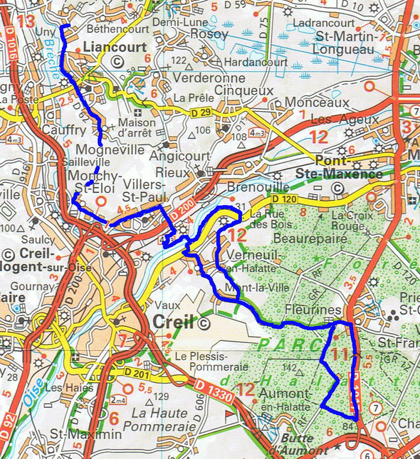 Cyclo de Bailleval - Parcours de 50 km du 21 mai 2023